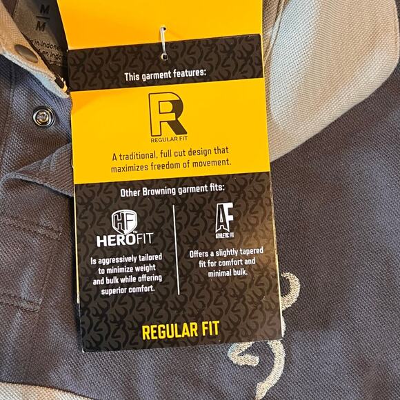 Browning Match Lock Polo Shirt. Dark Gray/Green. Men's Size Medium - Picture 8 of 8